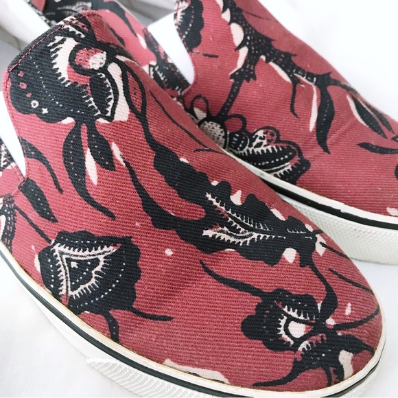 Isabel Marant Flower Rasta Blumy Slip-On Sneakers Claret Red Black White 11 - Picture 4 of 11